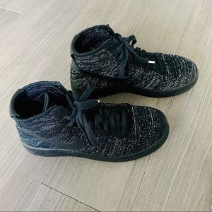 Nike Air Force 1 Flyknit women's street style sneakers shoes Black Gray size 7